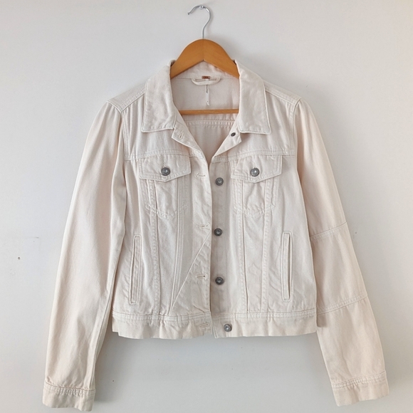 Free People Jackets & Blazers - Free People Women's We the Free Rumors Cream White Denim Jacket S